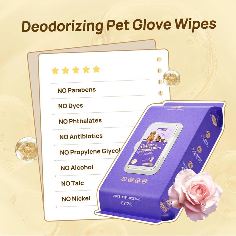 Nutripet Hypoallergenic Deodorizing Pet Cleaning Bathing Wet Wipes for Dogs and Cats (20 PCS)