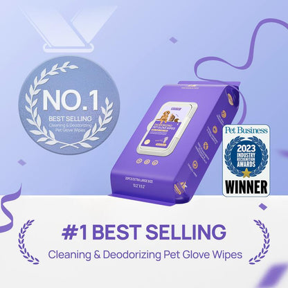 Nutripet Hypoallergenic Deodorizing Pet Cleaning Bathing Wet Wipes for Dogs and Cats (20 PCS)