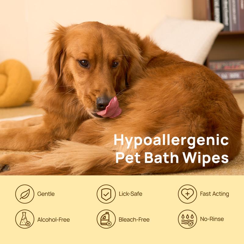 Nutripet Hypoallergenic Deodorizing Pet Cleaning Bathing Wet Wipes for Dogs and Cats (20 PCS) - NutriPet