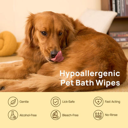Nutripet Hypoallergenic Deodorizing Pet Cleaning Bathing Wet Wipes for Dogs and Cats (20 PCS) - NutriPet
